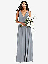 Alt View 2 Thumbnail - Platinum Deep V-Neck Chiffon Maxi Dress