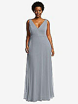 Front View Thumbnail - Platinum Deep V-Neck Chiffon Maxi Dress