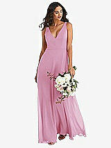 Alt View 1 Thumbnail - Powder Pink Deep V-Neck Chiffon Maxi Dress