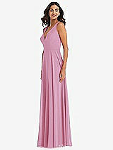 Alt View 4 Thumbnail - Powder Pink Deep V-Neck Chiffon Maxi Dress