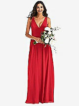 Alt View 2 Thumbnail - Parisian Red Deep V-Neck Chiffon Maxi Dress