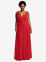 Front View Thumbnail - Parisian Red Deep V-Neck Chiffon Maxi Dress