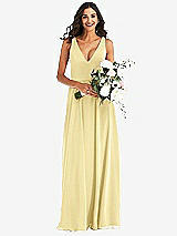 Alt View 2 Thumbnail - Pale Yellow Deep V-Neck Chiffon Maxi Dress