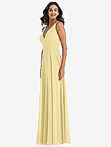 Alt View 4 Thumbnail - Pale Yellow Deep V-Neck Chiffon Maxi Dress