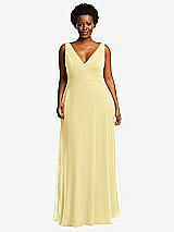 Front View Thumbnail - Pale Yellow Deep V-Neck Chiffon Maxi Dress