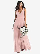 Alt View 1 Thumbnail - Rose - PANTONE Rose Quartz Deep V-Neck Chiffon Maxi Dress