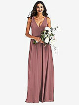 Alt View 2 Thumbnail - Rosewood Deep V-Neck Chiffon Maxi Dress