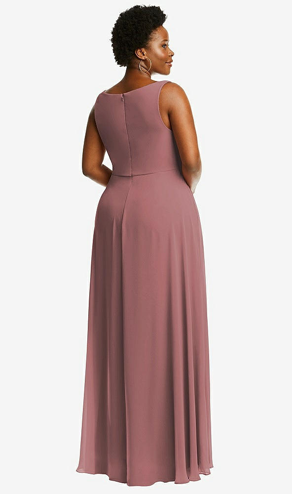 Back View - Rosewood Deep V-Neck Chiffon Maxi Dress