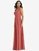 Alt View 4 Thumbnail - Coral Pink Deep V-Neck Chiffon Maxi Dress