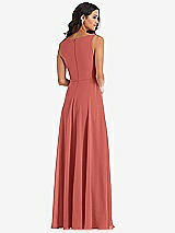 Alt View 5 Thumbnail - Coral Pink Deep V-Neck Chiffon Maxi Dress