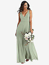 Alt View 1 Thumbnail - Sage Deep V-Neck Chiffon Maxi Dress