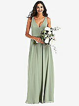 Alt View 2 Thumbnail - Sage Deep V-Neck Chiffon Maxi Dress