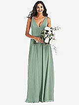 Alt View 2 Thumbnail - Seagrass Deep V-Neck Chiffon Maxi Dress