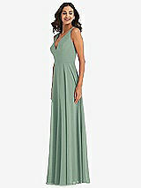 Alt View 4 Thumbnail - Seagrass Deep V-Neck Chiffon Maxi Dress