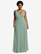 Front View Thumbnail - Seagrass Deep V-Neck Chiffon Maxi Dress