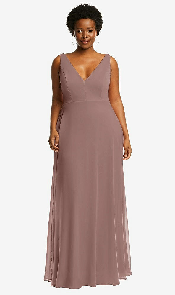 Front View - Sienna Deep V-Neck Chiffon Maxi Dress