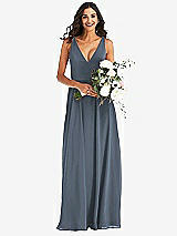 Alt View 2 Thumbnail - Silverstone Deep V-Neck Chiffon Maxi Dress