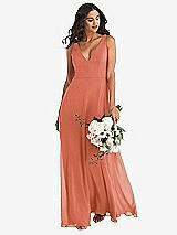 Alt View 1 Thumbnail - Terracotta Copper Deep V-Neck Chiffon Maxi Dress