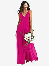 Alt View 1 Thumbnail - Think Pink Deep V-Neck Chiffon Maxi Dress