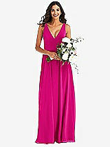 Alt View 2 Thumbnail - Think Pink Deep V-Neck Chiffon Maxi Dress