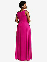 Rear View Thumbnail - Think Pink Deep V-Neck Chiffon Maxi Dress