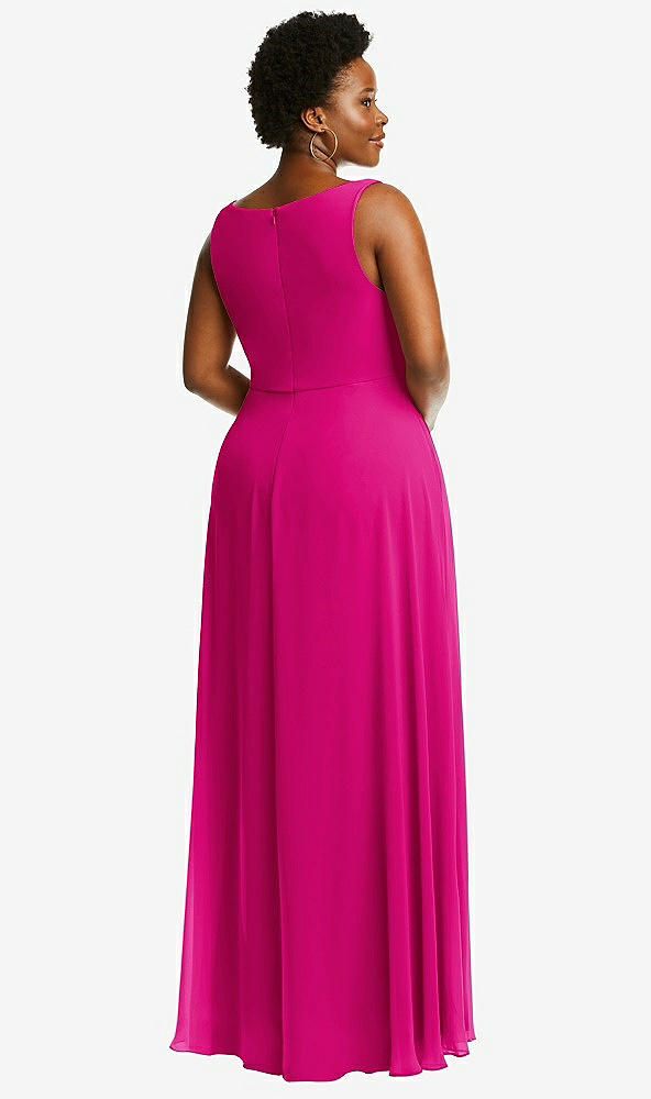 Back View - Think Pink Deep V-Neck Chiffon Maxi Dress