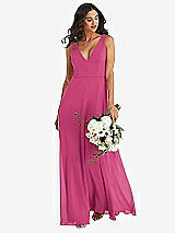 Alt View 1 Thumbnail - Tea Rose Deep V-Neck Chiffon Maxi Dress