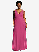 Front View Thumbnail - Tea Rose Deep V-Neck Chiffon Maxi Dress