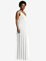 Side View Thumbnail - White Deep V-Neck Chiffon Maxi Dress