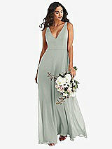 Alt View 1 Thumbnail - Willow Green Deep V-Neck Chiffon Maxi Dress