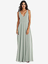 Alt View 3 Thumbnail - Willow Green Deep V-Neck Chiffon Maxi Dress