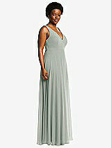 Side View Thumbnail - Willow Green Deep V-Neck Chiffon Maxi Dress