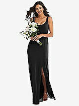 Alt View 1 Thumbnail - Black Scoop Neck Open-Back Trumpet Gown