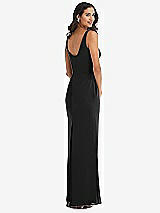 Rear View Thumbnail - Black Scoop Neck Open-Back Trumpet Gown