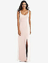 Front View Thumbnail - Blush Scoop Neck Open-Back Trumpet Gown