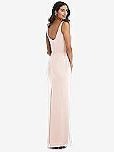 Rear View Thumbnail - Blush Scoop Neck Open-Back Trumpet Gown