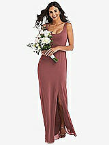 Alt View 1 Thumbnail - English Rose Scoop Neck Open-Back Trumpet Gown