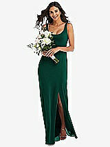 Alt View 1 Thumbnail - Hunter Green Scoop Neck Open-Back Trumpet Gown