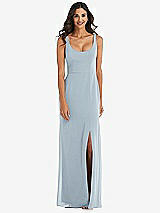 Front View Thumbnail - Mist Scoop Neck Open-Back Trumpet Gown