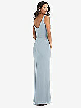 Rear View Thumbnail - Mist Scoop Neck Open-Back Trumpet Gown