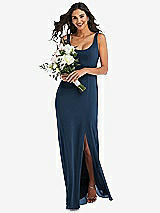 Alt View 1 Thumbnail - Sofia Blue Scoop Neck Open-Back Trumpet Gown