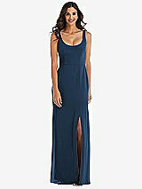 Front View Thumbnail - Sofia Blue Scoop Neck Open-Back Trumpet Gown