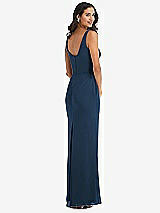 Rear View Thumbnail - Sofia Blue Scoop Neck Open-Back Trumpet Gown