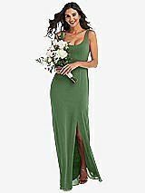 Alt View 1 Thumbnail - Vineyard Green Scoop Neck Open-Back Trumpet Gown