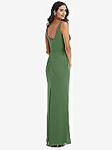 Rear View Thumbnail - Vineyard Green Scoop Neck Open-Back Trumpet Gown