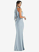 Alt View 1 Thumbnail - Mist Draped Twist Halter Tie-Back Trumpet Gown