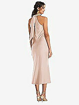 Rear View Thumbnail - Cameo Draped Twist Halter Tie-Back Midi Dress - Paloma