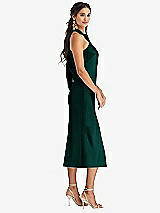 Side View Thumbnail - Evergreen Draped Twist Halter Tie-Back Midi Dress - Paloma