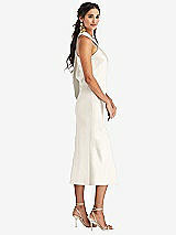 Side View Thumbnail - Ivory Draped Twist Halter Tie-Back Midi Dress - Paloma