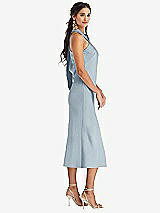 Side View Thumbnail - Mist Draped Twist Halter Tie-Back Midi Dress - Paloma